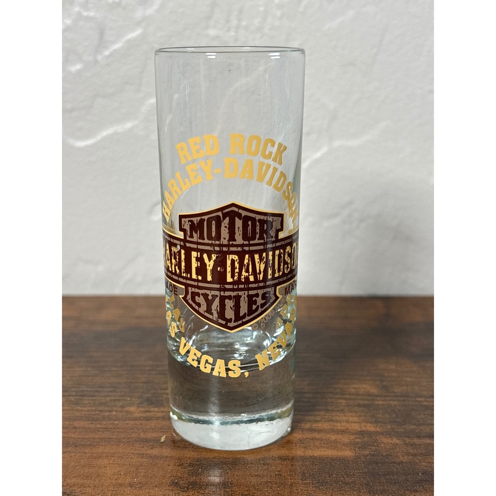 Harley-Davidson Red Rock Las Vegas Nevada Shot Glass 2009 Bar & Shield Logo